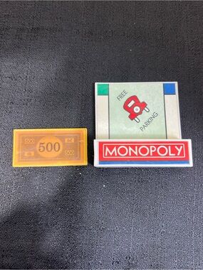 2000s Monopoly Free Parking magnet and 500 money magnet